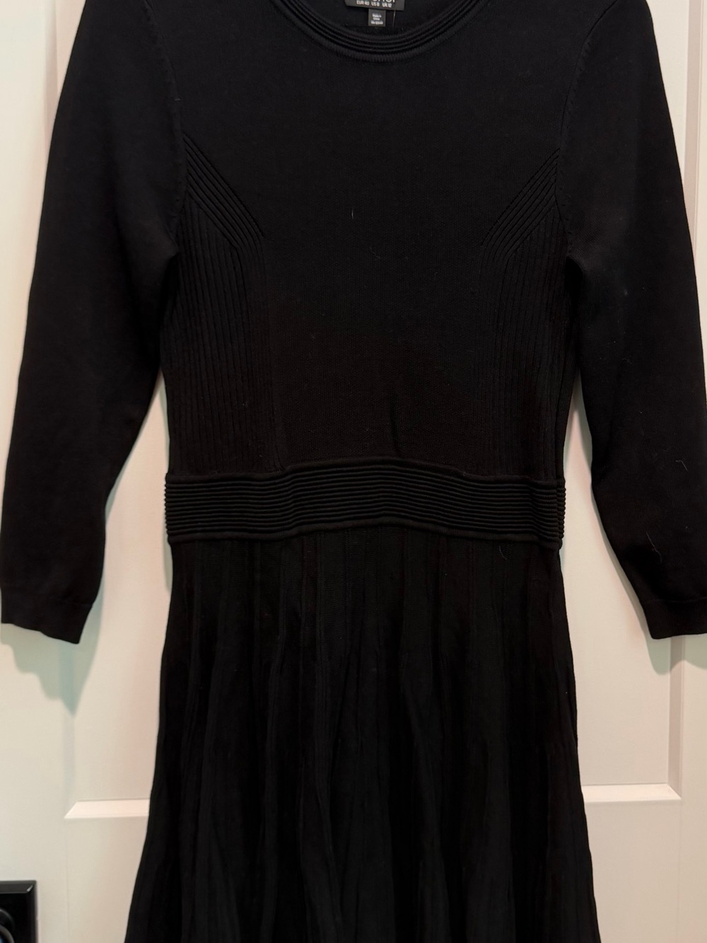 Topshop Black Ribbed Knit Fit & Flare Sweater Dress NWT Size 8 - Picture 4 of 10